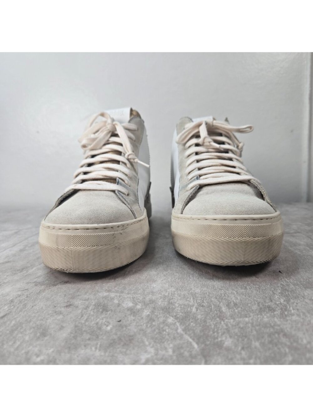 P448‎ Sporty Lace Up Sneaker White Leather Athletic Streetwear Zip Skater Shoes - Picture 4 of 15